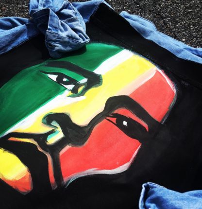 Bob Marley Painting on Denim Shirt - Image 8