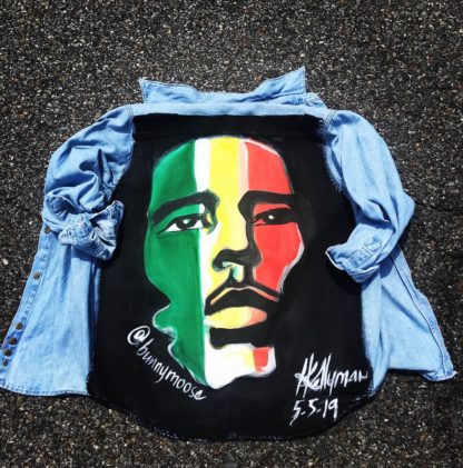 Bob Marley Painting on Denim Shirt - Image 2