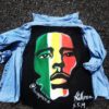 Bob Marley Painting on Denim Shirt